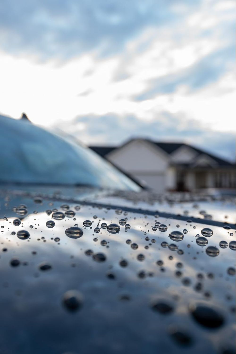 Water beading tightly across a ceramic-coated hood after a K&J Shine Works detail